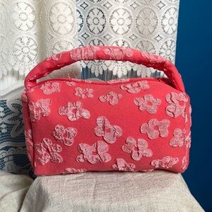 Ulta Pink Flower makeup pouch 3.5 in H x 7.5 in L